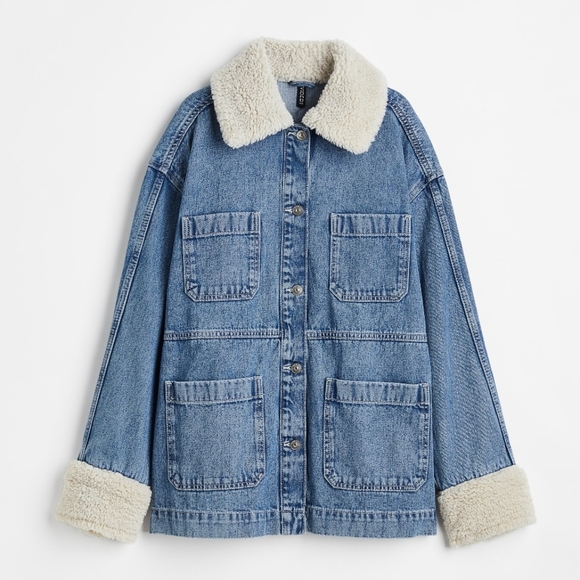 H&M Blue Denim Jacket with Cream Sherpa - Picture 3 of 9